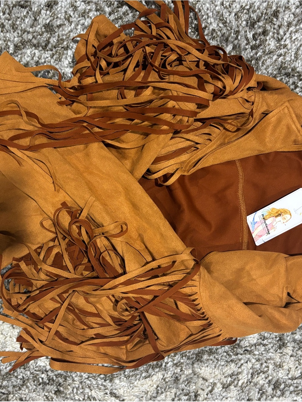 Fringe Suede-Style Women’s Jacket in Cognac